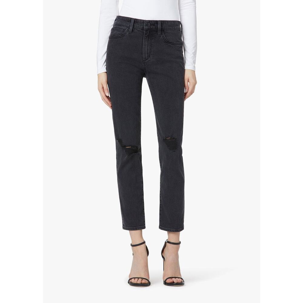 Joe's Women The Lara Distressed Mid Rise Ankle Jeans Black Size 24